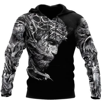 Fashion And Gorgeous Black Headshot Pattern Jesus Hoodie