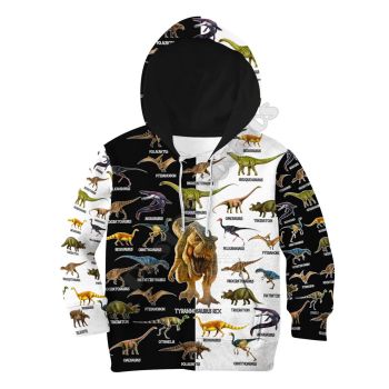 Street Style White Black Dinosaurs Pattern Animals Hoodie