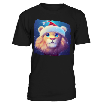 Christmas cute lion with santa hat