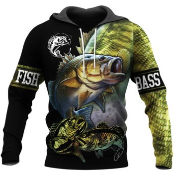 Oversize Yellow Black Fish Pattern Animals Hoodie