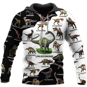 Cute Black White Dinosaurs Pattern Animals Hoodie