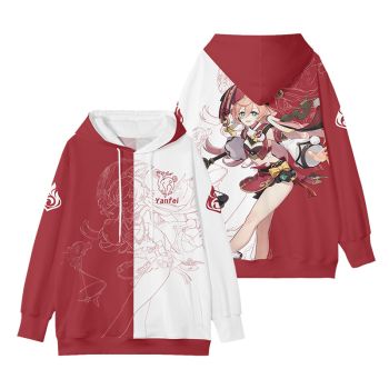 Retro Genshin Impact Yanfei Anime Red Hoodie