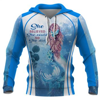 Pretty Blue Mermaid Pattern Animals Hoodie
