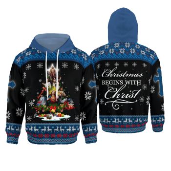  Gorgeous Blue Black Snow Gift Box Pattern Christmas Hoodie
