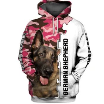  Cute And Loose White Pink Dog Pattern Animals Hoodie