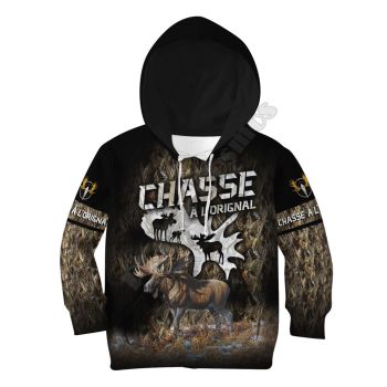 Oversize Black Elk Pattern Animals Hoodie