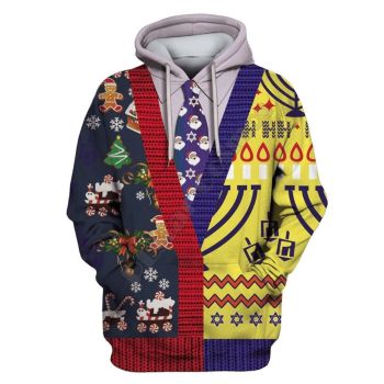  Gorgeous Colorful Santa Claus Snow Tree Pattern Christmas Hoodie