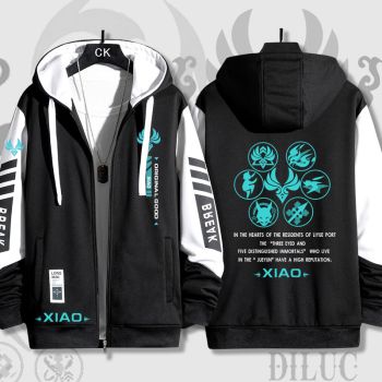 Classic Genshin Impact Xiao Game Zip-Up Black Hoodie
