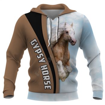 Street Brown Blue Horse Pattern Animals Hoodie