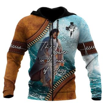  Street Brown Blue Headshot Pattern Jesus Zip-Up Hoodie