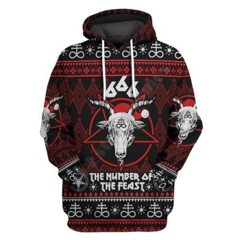  Vintage  And Loose Red Horn Pattern Christmas Hoodie