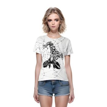 Symbiotic Emblem: White Venom Logo and Symbiote Graphic T-Shirt