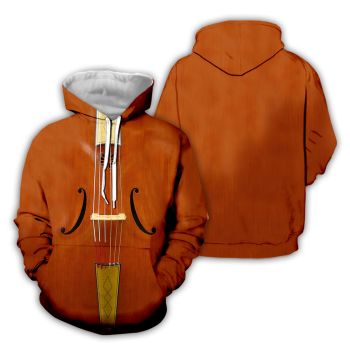 Vintage  And Loose Orange Guitar Pattern Music Hoodie