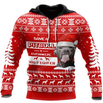 Vintage  Red Dog Pattern Christmas Hoodie