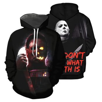  Pretty Black Horror Houses  Knives Pattern Halloween Hoodie