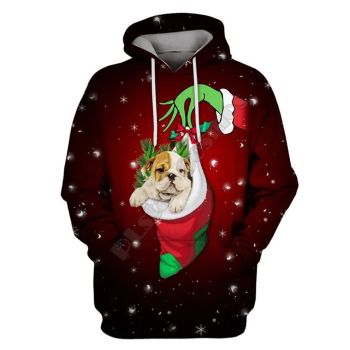  Elegance Red Dog Pattern Christmas Hoodie
