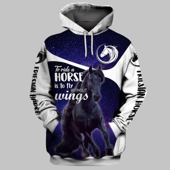Temperament Purple White Horse Pattern Animals Hoodie