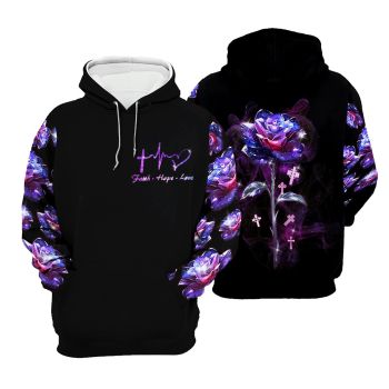 Fashion Black Rose Pattern Jesus Hoodie