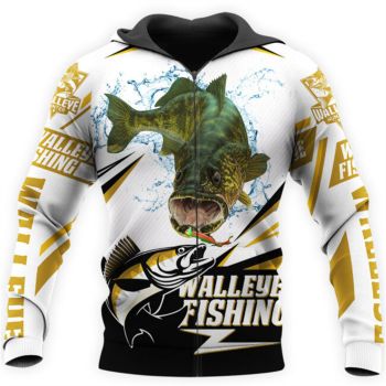 Street Style Yellow Fish Pattern Animals Zip-Up Hoodie