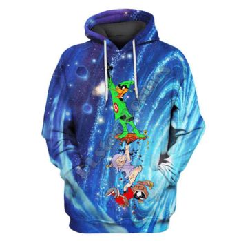 Popular And Vintage Blue Cartoon Characters Pattern Astronauts Hoodie