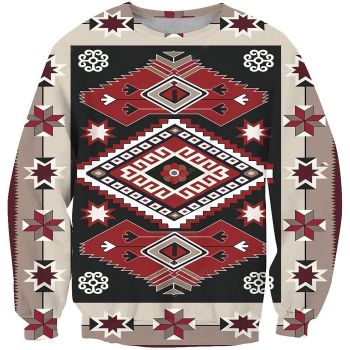 Ethnic Tribal Red Brown Pattern Ugly Christmas Sweater