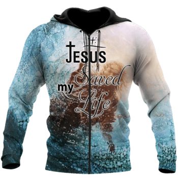 Pretty Blue Alphabet Pattern Jesus Hoodie