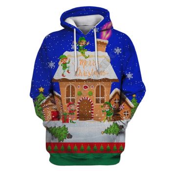  Precious And Gorgeous Blue House Tree Pattern Christmas Hoodie