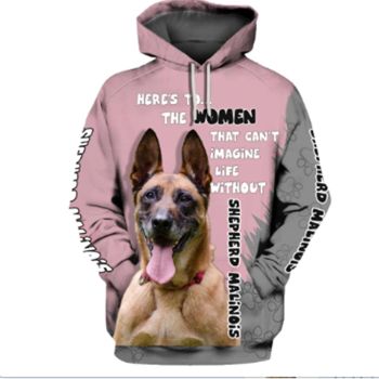 Loose Pink Dog Pattern Animals Hoodie