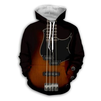 Generous And Beautiful Brown Strings Pattern Music Hoodie