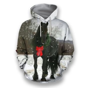 Precious And Cute Brown Horse Pattern Christmas Hoodie