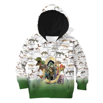 Precious White Black Dinosaurs Pattern Animals Hoodie