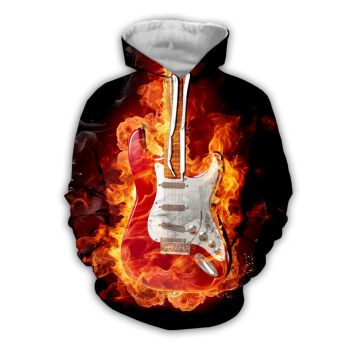 Cute And Loose Orange Strings Pattern Music Hoodie
