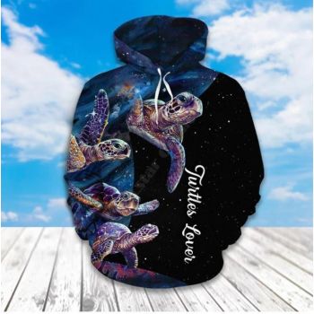 Popular Black Blue Turtles Pattern Animals Hoodie