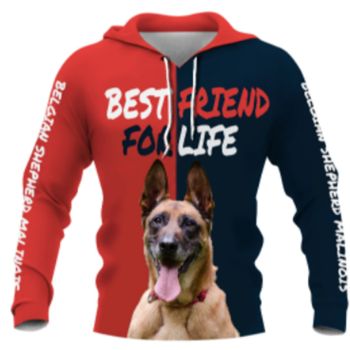  Gorgeous Red Blue Dog Pattern Animals Hoodie