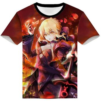 Fate Zero Fate/Stay Night Hoodies &#8211; 3D Printed Anime T-Shirt Funny Short Sleeve Tee Tops