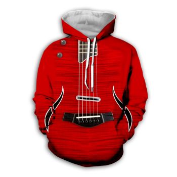 Vintage  And Loose Red Strings Pattern Music Hoodie