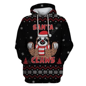  Temperament Black Santa Claus Pattern Christmas Hoodie