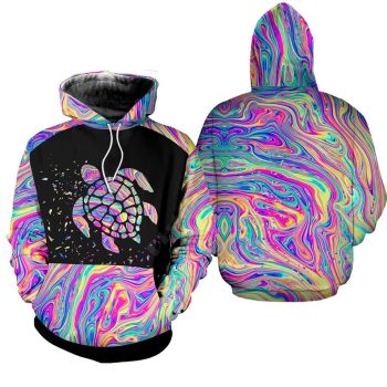 Elegance Colorful Turtles Pattern Animals Hoodie