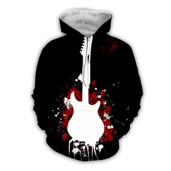 Street Style Black Strings Pattern Music Hoodie