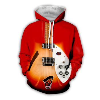  Street Red Guitar Pattern Guitar Hoodie