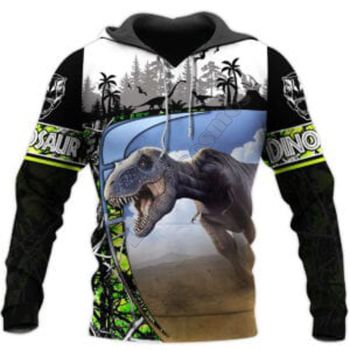 Street Style Balck Blue Dinosaurs Pattern Animals Hoodie