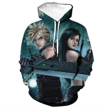Final Fantasy VII Harajuku Hoodie &#8211; 3D Printed Hip Hop Sweatshirt