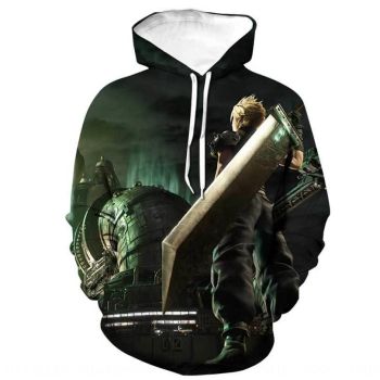 Final Fantasy VII Harajuku Hoodie &#8211; 3D Printed Hip Hop Sweatshirt