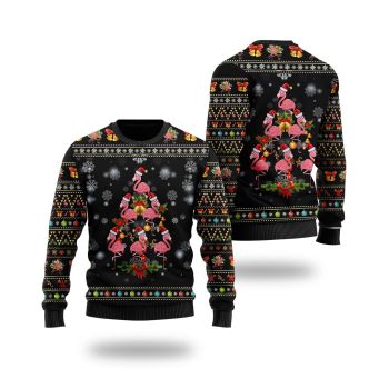 Flamingo Pine Tree Image Noel Pattern Ugly Sweater