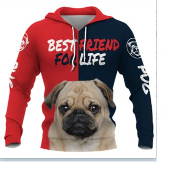 Popular Red Blue Dog Pattern Animals Hoodie