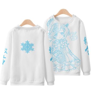 White Blue College Style Genshin Impact Anime Mona white Hoodie