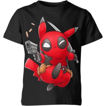 Electric Merc with a Mouth Black Pikachu x Deadpool Shirt