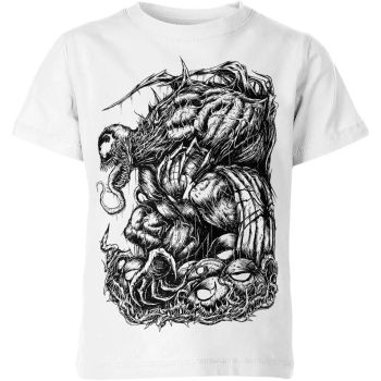 Playful Tongue: White Venom Tongue Out Comic Art T-Shirt