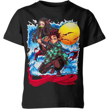 Dynamic Black Nezuko and Tanjiro Kamado From Demon Slayer Shirt