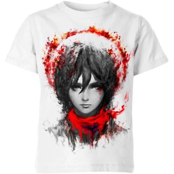 Striking White and Red Mikasa Ackerman from Attack on Titan Shirt